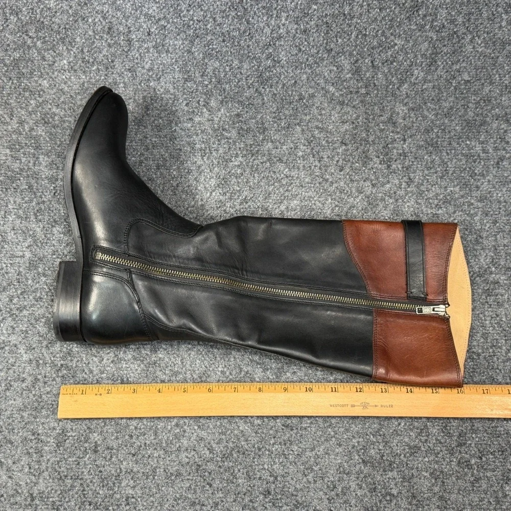 Frye Molly Two Tone Riding Boots Women's 7.5 Brown Black Tall Knee High Rustic